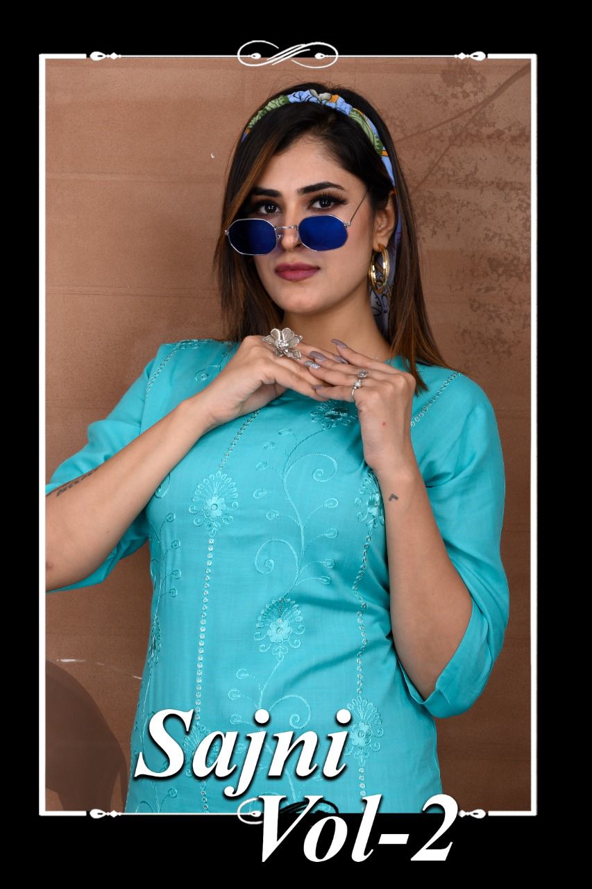 Sajni 2 Ethnic Regular Wear Rayon Slub Latest Designer Kurti Collection